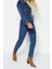Kadın Moda Standart Kol Dar Paça Ceket Yaka Regular Dikiş Detaylı Denim Tulum 3