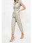 Kadın Moda Standart Kol Geniş Paça Gömlek Yaka Maxi Gömlek Yaka Kolsuz Gabardin Dokuma Tulum 2