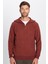 Relax Fit Rahat Kesim Desenli Pamuklu Yarım Fermuarlı kiremit Renk Dik Yaka Sweatshirt 4
