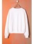 Ekru Kalp Kabartmalı Bisiklet Yaka Kız Çocuk Sweatshirt 19660 3