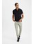 DeFactoFit Dokuma Pantolon Slim Fit Dar Kesim Çift Cepli Fermuarlı Paça C9262AX24AU 3