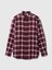 Kadın Bordo Ekose Desenli Flannel Big Gömlek 2