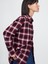 Kadın Bordo Ekose Desenli Flannel Big Gömlek 3