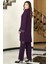Umay Şifon Tunik Pantolon Takım Mürdüm ELB68 3