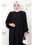 Büzgülü Robalı Elbise Siyah HM2501 2