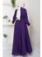 Kuşaklı Mevlana Elbise Mor HM2105 5