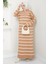 Fermuarlı Çizgili Triko Elbise Camel HM2528 2
