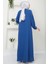 Kolu Taşlı ve Incili Ferace Indigo HM2494 10