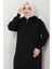 Yakası Fermuarlı Düz Triko Elbise Siyah HM2568 4