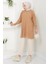 Yırtmaçlı Bisiklet Yaka Triko Tunik Camel HM2533 4