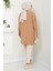 Yırtmaçlı Bisiklet Yaka Triko Tunik Camel HM2533 5