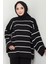 Yarım Balıkçı Yaka Çizgili Triko Takım Siyah HM2553 3
