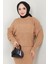 Örgü Desenli Jile Bluz Triko Takım Camel HM2559 4