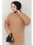 Örgü Desenli Jile Bluz Triko Takım Camel HM2559 5
