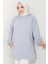 Kanguru Cepli Kapüşonlu Sweatshirt Tunik Gri HM2510 1