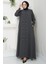 Simge Taşlı Ferace Füme HM2480 1