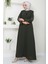 Kolu Taşlı ve Incili Ferace Haki HM2494 2