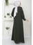 Kolu Taşlı ve Incili Ferace Haki HM2494 5