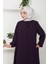 Kolu Taşlı ve Incili Ferace Mürdüm HM2494 5