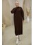 Fermuarlı Uzun Triko Tunik Kahverengi HM2529 1