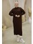 Fermuarlı Uzun Triko Tunik Kahverengi HM2529 4