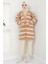 Çizgili Fitilli Triko Hırka Camel HM2589 2