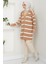 Çizgili Fitilli Triko Hırka Camel HM2589 3