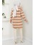 Çizgili Fitilli Triko Hırka Camel HM2589 4