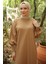 Balon Kol Triko Elbise Camel HM2522 2