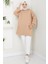 Kanguru Cepli Kapüşonlu Sweatshirt Tunik Camel Hm2510 3