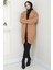 Sepet Örgülü Düğmesiz Araboy Triko Hırka Camel HM2565 1