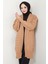 Sepet Örgülü Düğmesiz Araboy Triko Hırka Camel HM2565 4