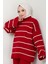 Yarım Balıkçı Yaka Çizgili Triko Takım Kırmızı HM2553 2