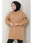 Kapüşonlu Kolu Cep Detaylı Sweatshirt Tunik Camel Hm2582 1