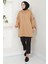 Kapüşonlu Kolu Cep Detaylı Sweatshirt Tunik Camel Hm2582 4