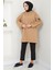 Kapüşonlu Kolu Cep Detaylı Sweatshirt Tunik Camel Hm2582 5