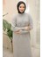 Fermuarlı Uzun Triko Tunik Gri HM2529 2