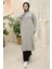 Fermuarlı Uzun Triko Tunik Gri HM2529 3
