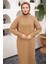 Fermuarlı Uzun Triko Tunik Camel HM2529 2