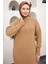 Fermuarlı Uzun Triko Tunik Camel HM2529 5