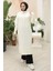 Fermuarlı Uzun Triko Tunik Beyaz HM2529 4
