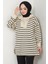 Yakası Fermuarlı Çizgili Sweatshirt Tunik Siyah HM2592 5