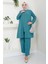 Kolları Taşlı Büyük Beden Takım Ikili Anne Takımı Mint HM2504 1