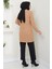 Fitilli Düğmeli Triko Hırka Camel HM2563 4