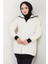 Garni Detaylı Yakası Fermuarlı Triko Tunik Beyaz HM2560 1