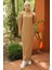 Fitilli Yarım Fermuarlı Triko Elbise Camel HM2520 1