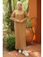 Fitilli Yarım Fermuarlı Triko Elbise Camel HM2520 5