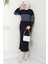 Çizgili Jile Kazak Triko Takım Lacivert HM2596 2