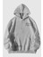 Unisex Gri Happiest Baskılı Oversize Kapşonlu Sweatshirt 1