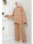 Yarım Balıkçı Yaka Çizgili Triko Takım Camel HM2553 2